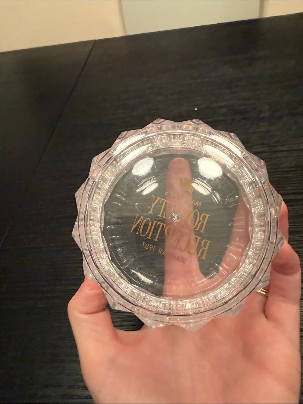 Vintage Mary Kay Royalty Reception Seminar 1987 Plastic Clear Box Trinket Box